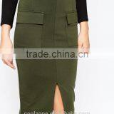 High Waist Long Skirt With Pocket Front Split Pencil Skirt thumbnail-4