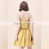 2017 SINGLE COLOR Adjustable Spaghetti Strap Embroidered Women Short Dress thumbnail-2