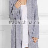 Gray Cotton Blend Terry Fabric Ladies Loungewear One Piece Home Wearing Warm Robe With Twill Belt thumbnail-3