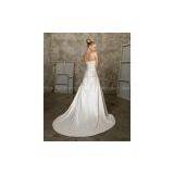 A-line Sweetheart Cathedral Train Satin Beading Ruffled Wedding Dress thumbnail-1