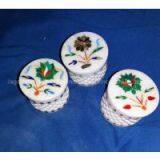 Collectible Marble Inlay Vase From India Jali Marble Jewellery Box thumbnail-2