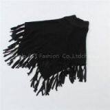 Latest Design Acrylic Cable Knitted Shawl With Suede Tassels thumbnail-1