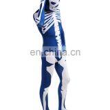 Blue & White Skeleton Nude Suit Tight Zentai Body Spandex Stretch Mens Jumpsuit Adult thumbnail-2
