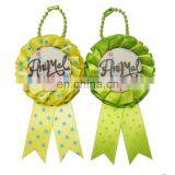 Free design Japan quality standard ribbon rosette flower with ring, ribbon flower keychain