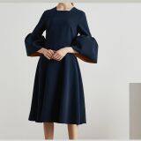 Midi Dress A-line Daytime Bell Sleeve Vintage Dress thumbnail-3