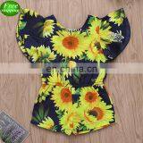INS Baby Girl Jumpsuit Kids Summer Sunflower Print Romper Short Sleeve thumbnail-1