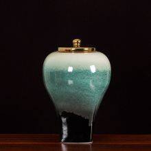 Modern Creative Chinese Jingdezhen Green Storage Jar Ceramic Vase With Lid For Indoor thumbnail-4