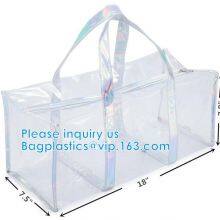 PVC Travel Makeup Toiletry Storage Bag, Large Capacity Tote Bag, Cosmetic Clothes Organizer Bag thumbnail-5