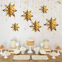 Hot Sale 6 Pcs/Set Custom Indoor Paper 3D Snowflake Hanging Christmas Ornaments For Decoration thumbnail-4