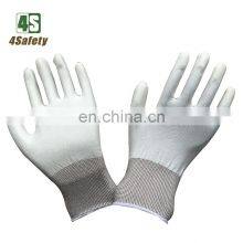 4SAFETY Palm Pu Coating Antistatic White Working Gloves