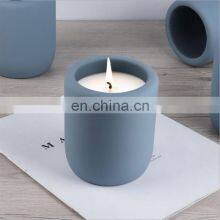 Hot Sale Good Quality Blue Ceramics Candle Cans Private Label Empty Home Scented Candle Jars Luxury With Wood Lid thumbnail-2