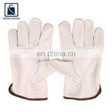 White Color Straight Thumb Color Binding Fashionable Leather Gloves Supplier thumbnail-2
