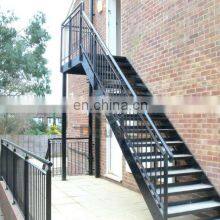 Indoor Steel Structure Support Straight Stairs With Timber Stairs Glass Balustrade Metal Staircase thumbnail-4