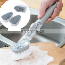 2 in1 Kitchen Cleaning Brush with Removable Brush head Sponge Soap Dispenser Dish Washing Brush Set Kitchen Clean Tools