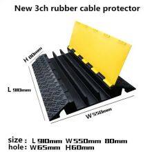 3 Channels Rubber Electric Cable Bridge Yellow Jacket Cable Cover Ramp Protector 910x550x80mm 3ch Hose 65x60mm thumbnail-2