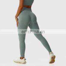 Custom High Waist Seamless Yoga Breathable Pants Ribbed Women Butt Scrunch Sports Pants thumbnail-4