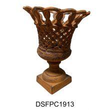 Antique Style Garden Planter Antique Brown Cast Metal - Flower Pot Plant Pot