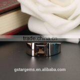 1.5CT Genuine Smoky Quartz Ring Cheap Gemstone 925 Sukver Jewelry Men's Ring thumbnail-2