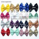 Wholesale Kids Christmas Decorative 12cm Sequin Fabric Hair Bow Elastic Head Wraps thumbnail-6
