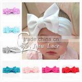 Handmade Solid Cotton Fabric Headband With Big Bowknot, Baby Messy Bow Tie Elastic Head Wrap, Baby Good Strength Hair Band thumbnail-3