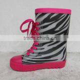 Zebra Lace-up Kids PVC Rain Boots Wholesale