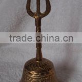 Tibetan brass bell A3-503 with Trident handle hand for home decor (E523)