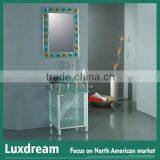 Glass Wash Sink Bathroom Vanity With Glass Cabinets