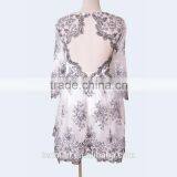 OEM Elegant White Organza With Black Embroidery Plus Size Long Sleeve Wedding Dress Women Dresses Wholesale Supplier thumbnail-3