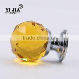 Solid Brass Base Honey Amber Diamond Cut Glass Pulls and Knobs for Cabinets thumbnail-1