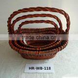 3 Tier Oval Willow Basket With Handle for Decoration