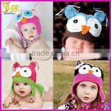Cute Funny Baby Boy Girls Toddler Child Owl Knit Crochet Hat Beanie Cap Handmade Wholesale thumbnail-1