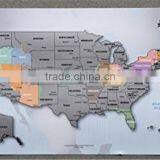 Personalized Scratch-off Us Map the United States of America A4 Size Poster Travel Silver Layer AMA-07