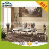 Simple Design White Marble Luxury Dining Table Set With Stainless Steel Legs thumbnail-1