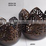 Aluminium Candle Holder With Hand Cut Patterns in Antique Brass Finish Can be Made in Other Finish thumbnail-1