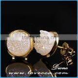 Simple Gold Earring Designs Natural Stone Druzy Earrings thumbnail-5