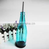 Colored Tea Light Glass Candle Holder With Hanging Metal Handle thumbnail-3