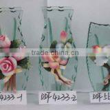 Glass Vase With Porcelain Flower SN119 thumbnail-1