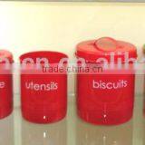 PCS 5 Square Red Bread Bin Biscuit Tea Coffee Sugar Canister Set thumbnail-1