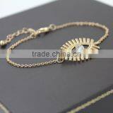 Simple Rhinestone Evil Eye Charm Gold Chain Bracelet thumbnail-4