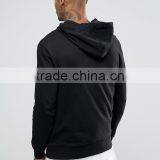 Custom With Drawstring Hood Side Slant Pockets Black Men's 100% Organic Cotton Casual Breathable Zip Open Hoodies thumbnail-2