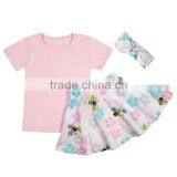 Hot Sale Baby Pleated Skirt Cotton Top Summer Two Pieces Clothing Suit Set in Fashion Design thumbnail-4