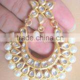 Kundan Jadau Earring Tikka Gold Plated Chand Bali Set thumbnail-3