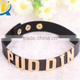 Hot Women Black Choker Collars Leather Puddin Necklace