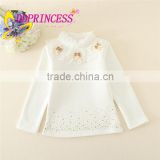 autumn 2015 kids shirts girls white blouse for 110-160cm year-old girls bottoming shirts from china