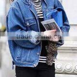 Runwaylover EY1034C Washed Denim Bomber Women Jeans Jacket With Custom Service thumbnail-5