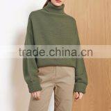 2017 New Design Style Women Green Color Turtleneck Long Sleeve Pullover Sweater thumbnail-4