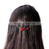 New Fashion Wave Gunmetal With Red Cherry Acrylic Beads Hair Clips thumbnail-3