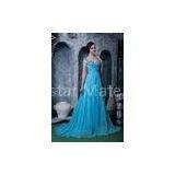 Empire Blue Sweetheart Long Chiffon Evening Party Gowns With Straps thumbnail-1
