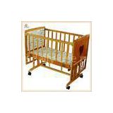 Small Swing Baby Wooden Cribs With Brakes Wheels , Modern Baby Cribs