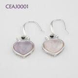 Lilac Colour Jade Gemstone 925 Sterling Silver Earring